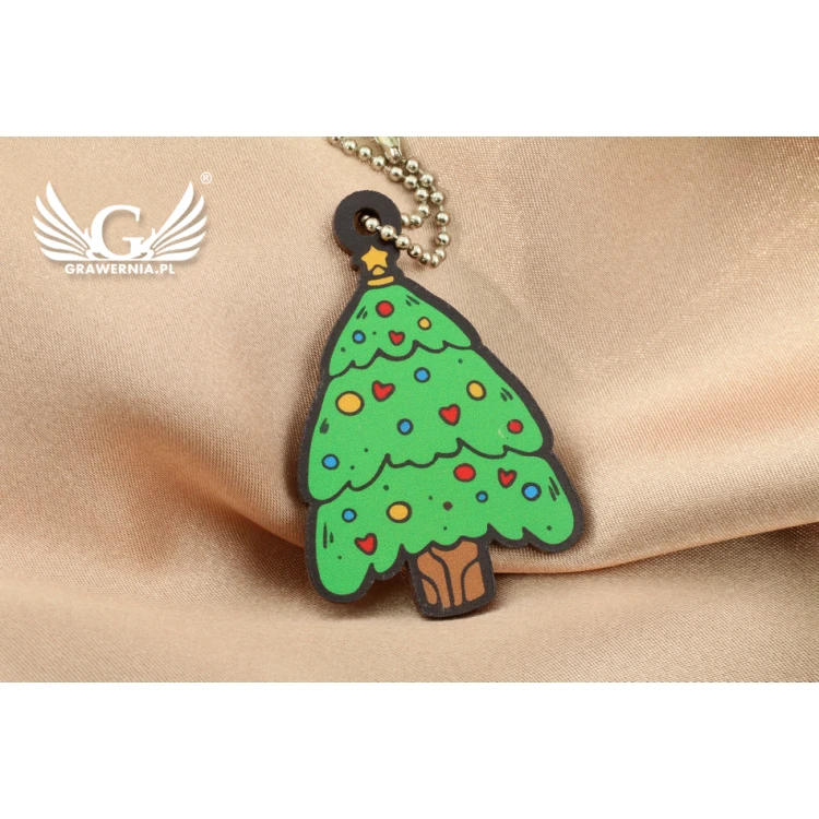Set von 6 Holz-Weihnachtsdekorationen - farbiger UV-Druck - OZD001
