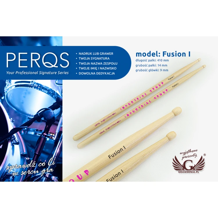 Schlagzeugstöcke PERQS FUSION I mit individuellem Druck - Geschenk für Schlagzeuger