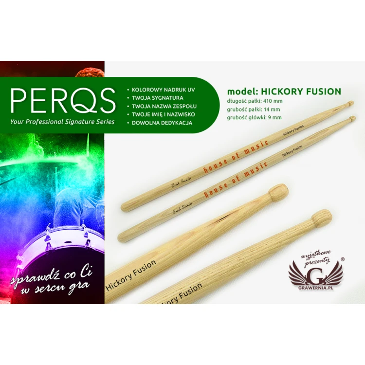 Schlagzeugstöcke PERQS HICKORY FUSION mit individuellem Druck - Geschenk für Schlagzeuger