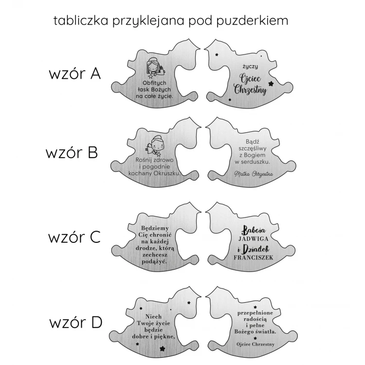 Andenken an die Heilige Taufe - Perlmutt-Pferde-Döschen für den ersten Zahn und Haarlocke - PCS005
