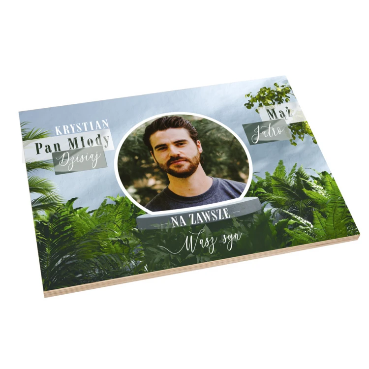 Erinnerungs-Dankeschön für Eltern mit Foto auf Holzbrett - PDR029