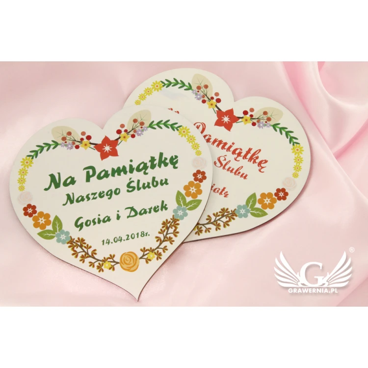 Hochzeitserinnerung - Dankeschön für Gäste - Herz aus Holz - UV-Druck