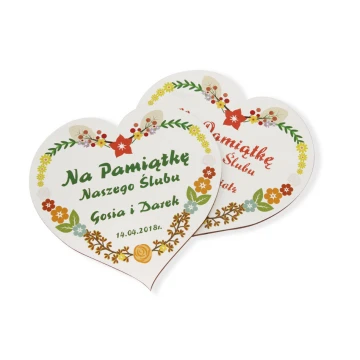 Hochzeitserinnerung - Dankeschön für Gäste - Herz aus Holz - UV-Druck