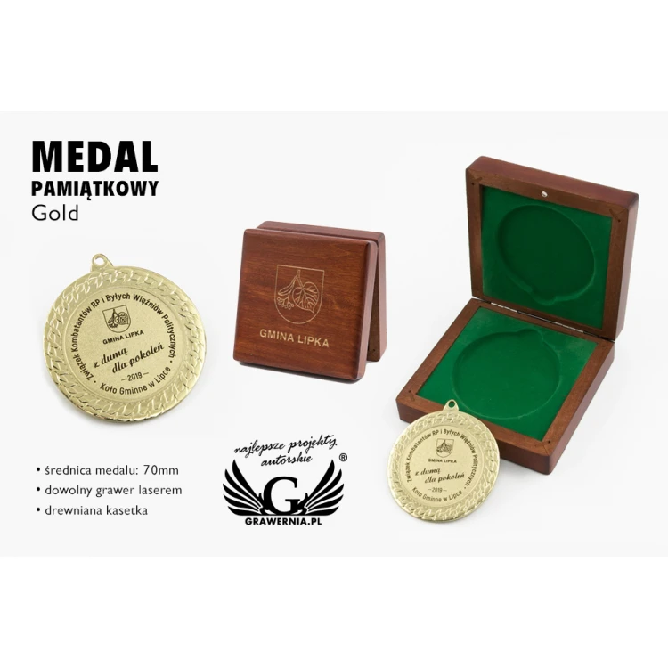 Gravierte Medaille in Holzkassette - Durchmesser 70mm - MGR089