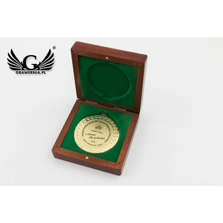 Gravierte Medaille in Holzkassette - Durchmesser 70mm - MGR089