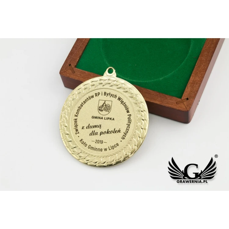 Gravierte Medaille in Holzkassette - Durchmesser 70mm - MGR089