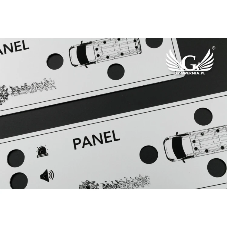 Gravierte Frontplatte aus Aluply-Aluminium - Abmessung 190x60mm - PCZ021