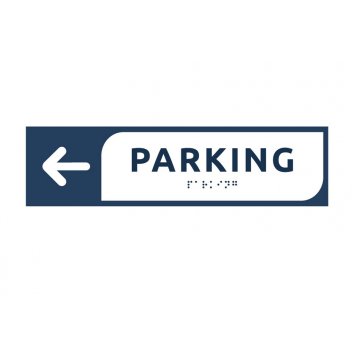 Parkplatz - Richtungsschild aus Dibond mit Braille-Schrift - Abm. 274x72mm - MONO - TAB297