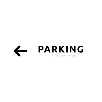 Parkplatz - Richtungsschild mit Braille-Schrift - Größe 274x72mm - Hartes PVC - SIMPLE - TAB337