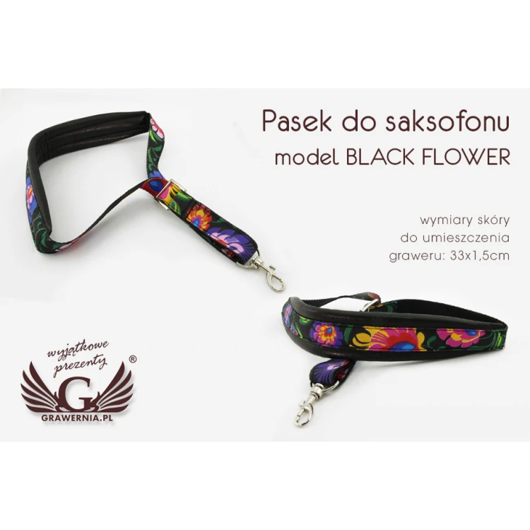 SAXOPHONGURT schwarz - Modell Black Flower - Komfort Version - PDS31