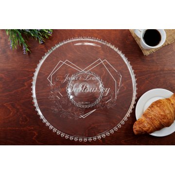 Glas-Kuchenteller mit Gravur - Geschenk für das Brautpaar - PAT018