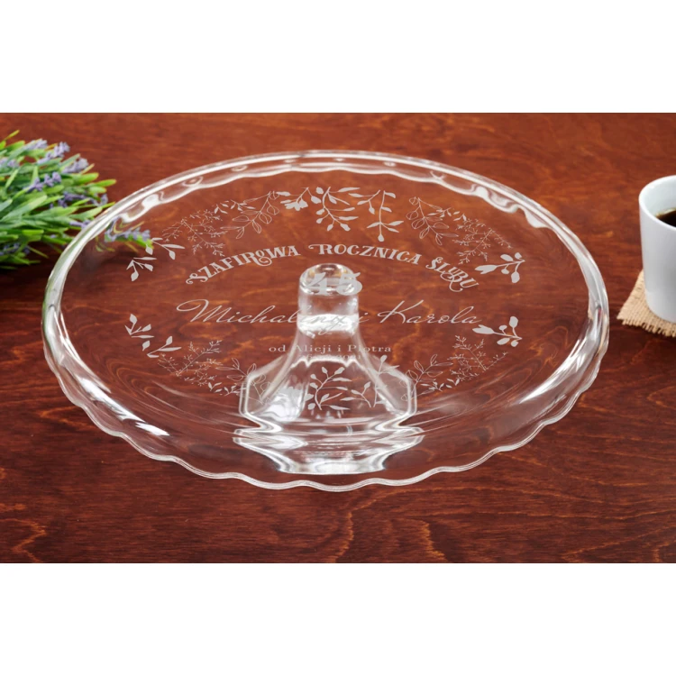 Glas-Kuchenteller mit Gravur - Hochzeitstag - PAT025