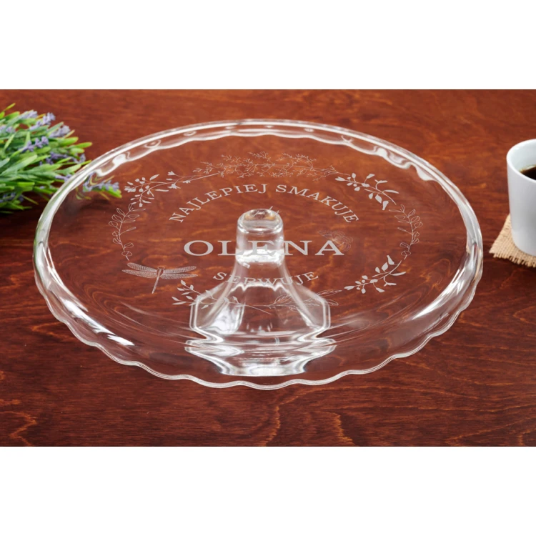 Glas-Kuchenteller mit Gravur - Schmeckt am besten - PAT029