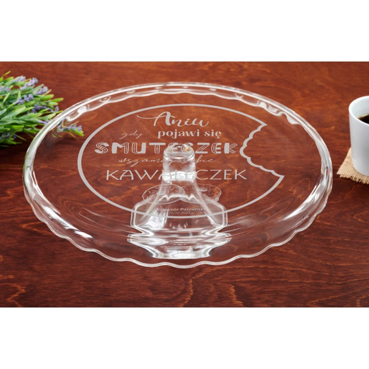 Glas-Kuchenteller mit Gravur - Junggesellinnenabschied - PAT031
