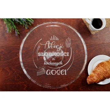 Glas-Kuchenteller mit Gravur - Süßigkeiten für Gäste - PAT033