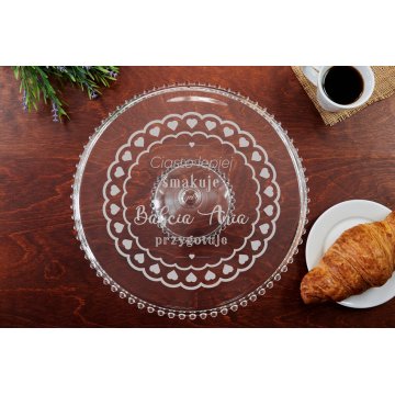 Glas-Kuchenteller mit Gravur für Oma - PAT021