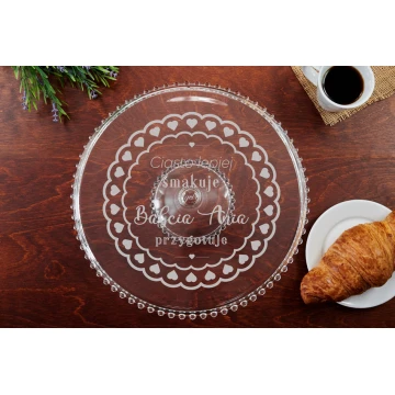 Glas-Kuchenteller mit Gravur für Oma - PAT021