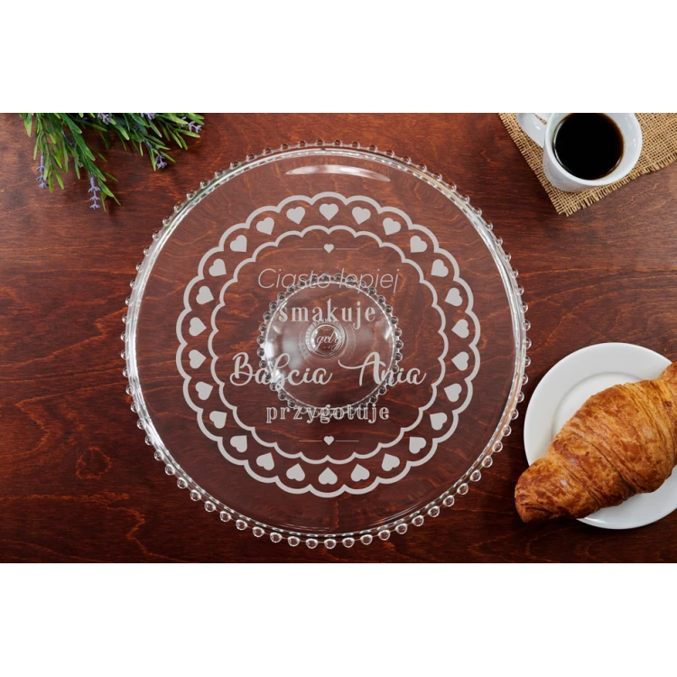 Glas-Kuchenteller mit Gravur für Oma - PAT021