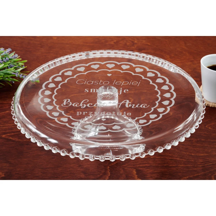 Glas-Kuchenteller mit Gravur für Oma - PAT021
