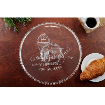 Glas-Kuchenteller mit Gravur - Kugeln - PAT014