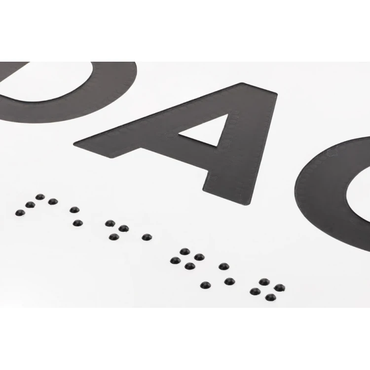 Pädagoge - Tür- oder Wandtafel mit Braille-Schrift - Abm. 310x100mm - weißes Gravierlaminat 3mm - TAB287