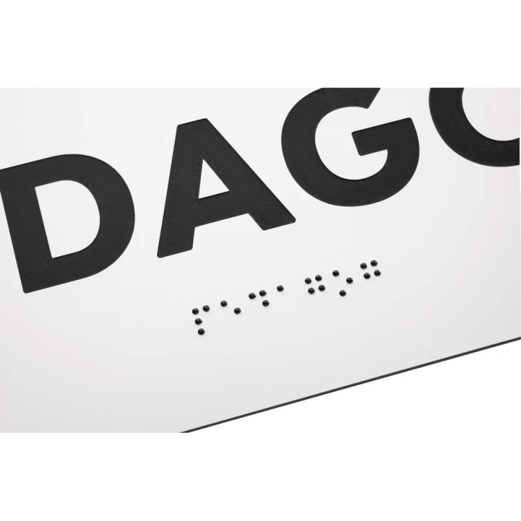 Pädagoge - Tür- oder Wandtafel mit Braille-Schrift - Abm. 310x100mm - weißes Gravierlaminat 3mm - TAB287