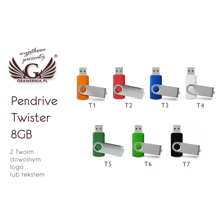 TWISTER PENDRIVE 8GB USB 2.0 mit Ihrem Logo oder beliebigem lasergegraviertem Text