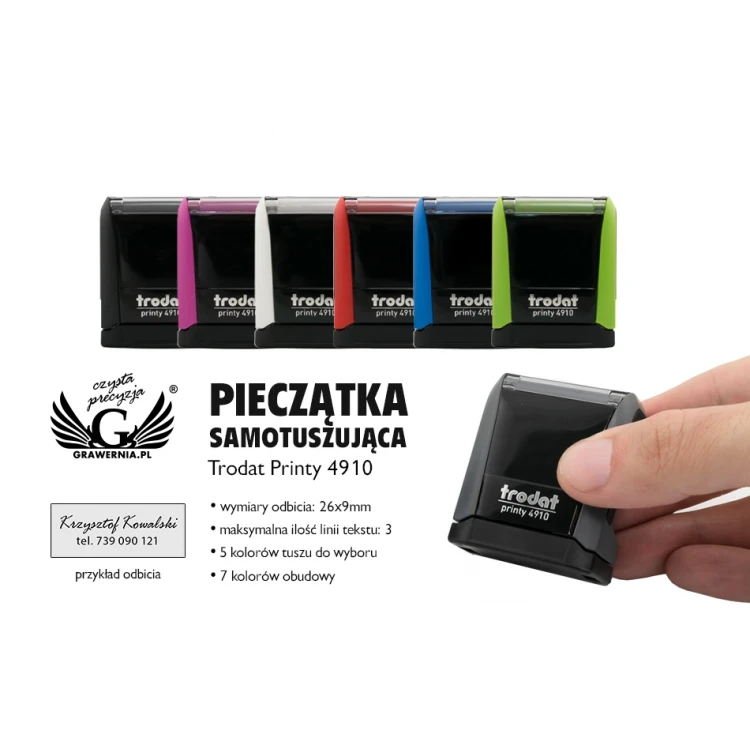 Selbstfärbender Stempel TRODAT Printy 4910 - Textplattengröße: 26mm x 9mm