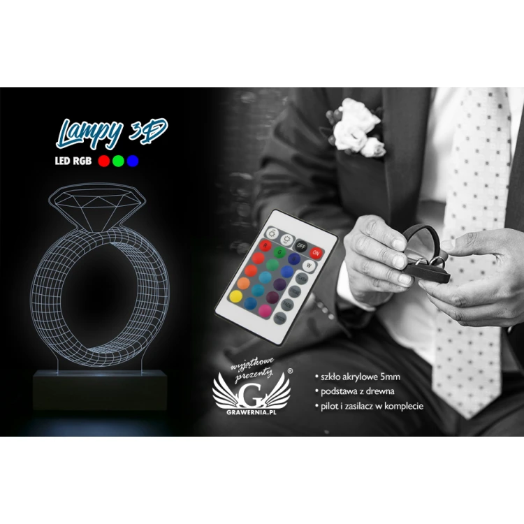 Ring - 3D LED RGB Lampe mit Fernbedienung - L3D015