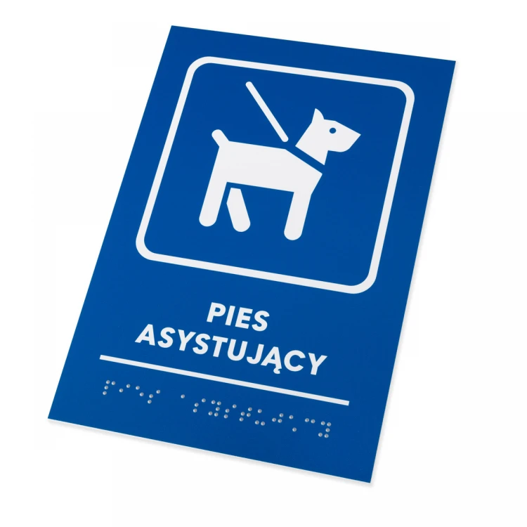 Assistenzhund - Schild mit Brailleschrift - Größe 140x205mm - Hartes PVC - TAB481