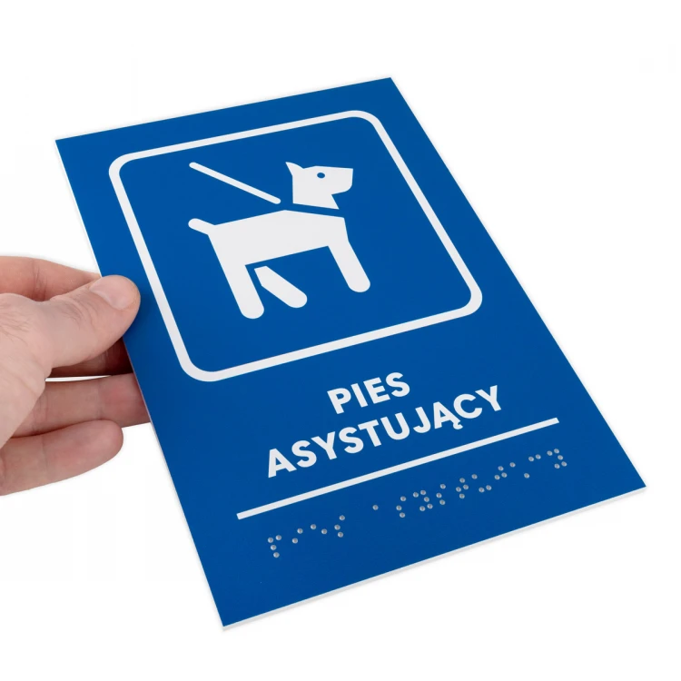 Assistenzhund - Schild mit Brailleschrift - Größe 140x205mm - Hartes PVC - TAB481