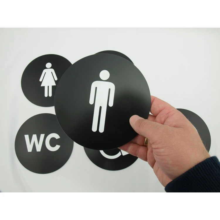 Piktogramme - Farbe Schwarz - Schild mit einem Durchmesser von 14 cm