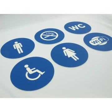 Piktogramme - Farbe Blau - Schild mit einem Durchmesser von 12 cm