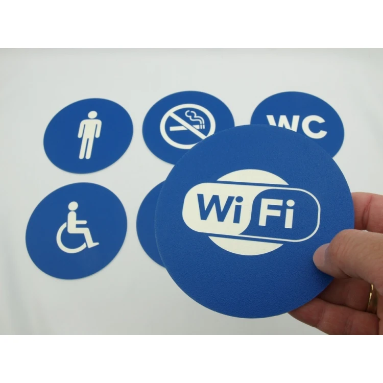 Piktogramme - Farbe Blau - Schild mit einem Durchmesser von 12 cm