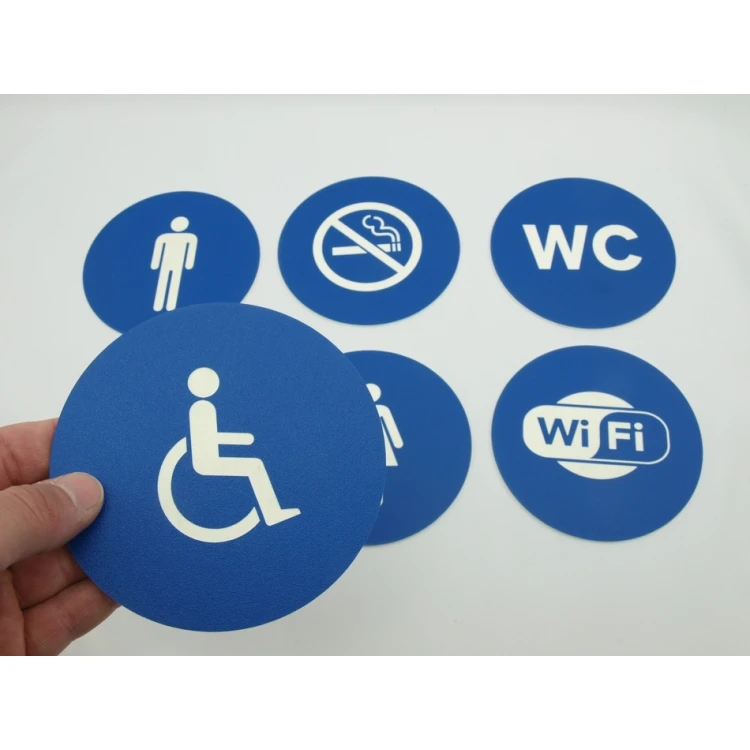 Piktogramme - Farbe Blau - Schild mit einem Durchmesser von 12 cm