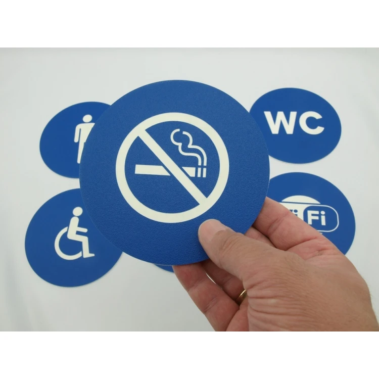 Piktogramme - Farbe Blau - Schild mit einem Durchmesser von 12 cm