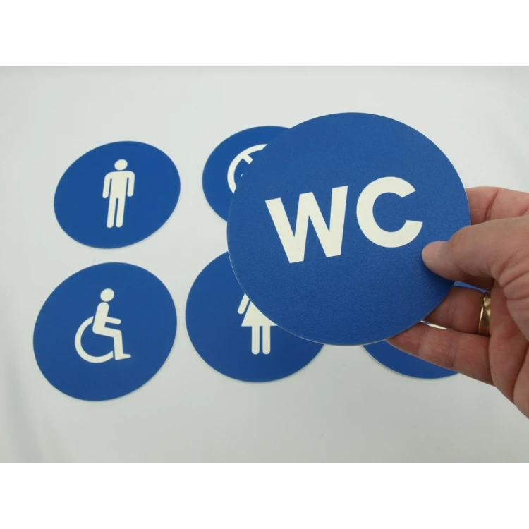 Piktogramme - Farbe Blau - Schild mit einem Durchmesser von 12 cm