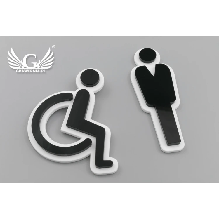 Piktogramme aus Plexiglas für Toiletten - Schwarz und Weiß Acryl - TT021