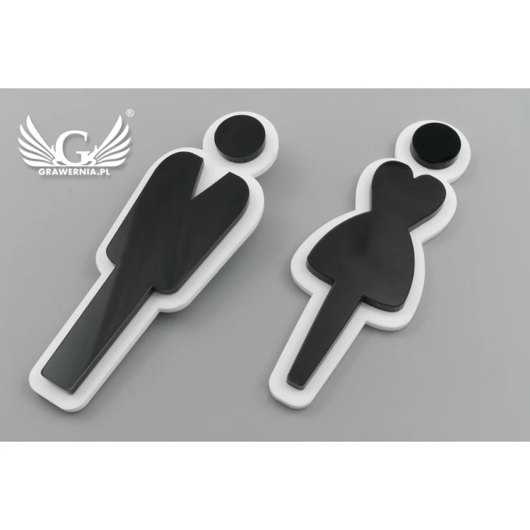 Piktogramme aus Plexiglas für Toiletten - Schwarz und Weiß Acryl - TT021
