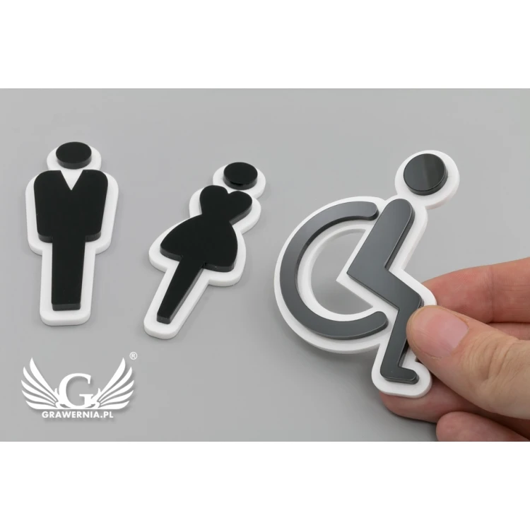 Piktogramme aus Plexiglas für Toiletten - Schwarz und Weiß Acryl - TT021