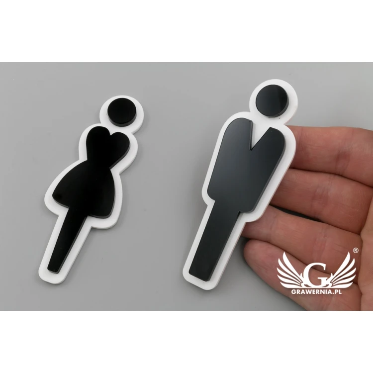 Piktogramme aus Plexiglas für Toiletten - Schwarz und Weiß Acryl - TT021