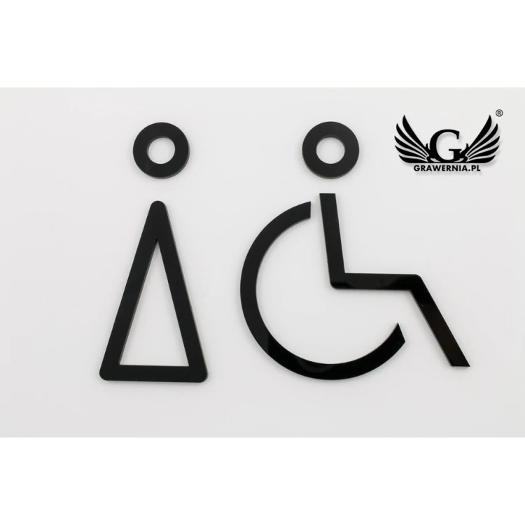 Piktogramme aus Plexiglas für Toiletten - schwarzes Acryl 3mm - TT022