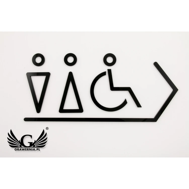 Piktogramme aus Plexiglas für Toiletten - schwarzes Acryl 3mm - TT022