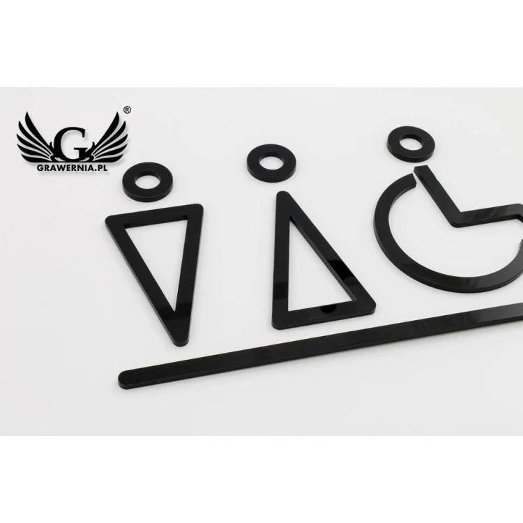 Piktogramme aus Plexiglas für Toiletten - schwarzes Acryl 3mm - TT022