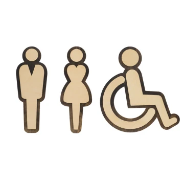 Holzpiktogramme für Toiletten - Höhe: 250mm - TT034