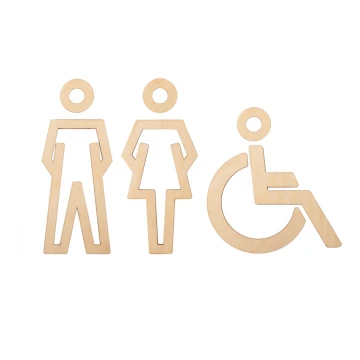 Holzpiktogramme für Toiletten - Höhe: 150mm - TT041