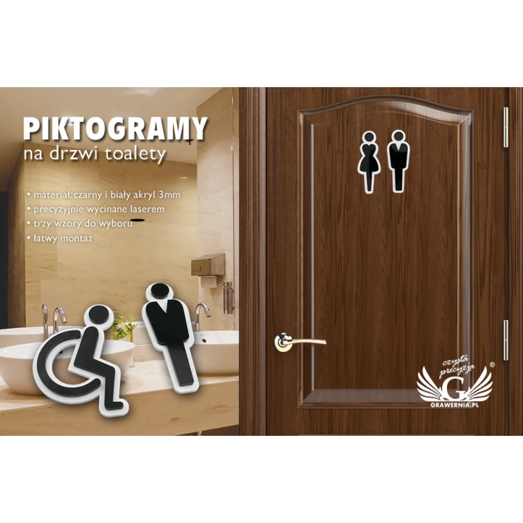 Piktogramme aus Plexiglas für Toiletten - Schwarz und Weiß Acryl - TT021