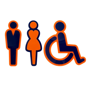 Piktogramme aus Plexiglas für Toiletten - Orange und Marineblau Acryl - Höhe: 300mm - TT035