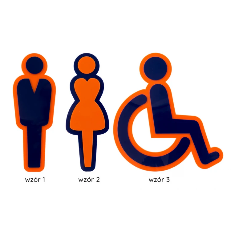 Piktogramme aus Plexiglas für Toiletten - Orange und Marineblau Acryl - Höhe: 300mm - TT035