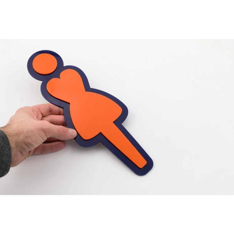 Piktogramme aus Plexiglas für Toiletten - Orange und Marineblau Acryl - Höhe: 300mm - TT035